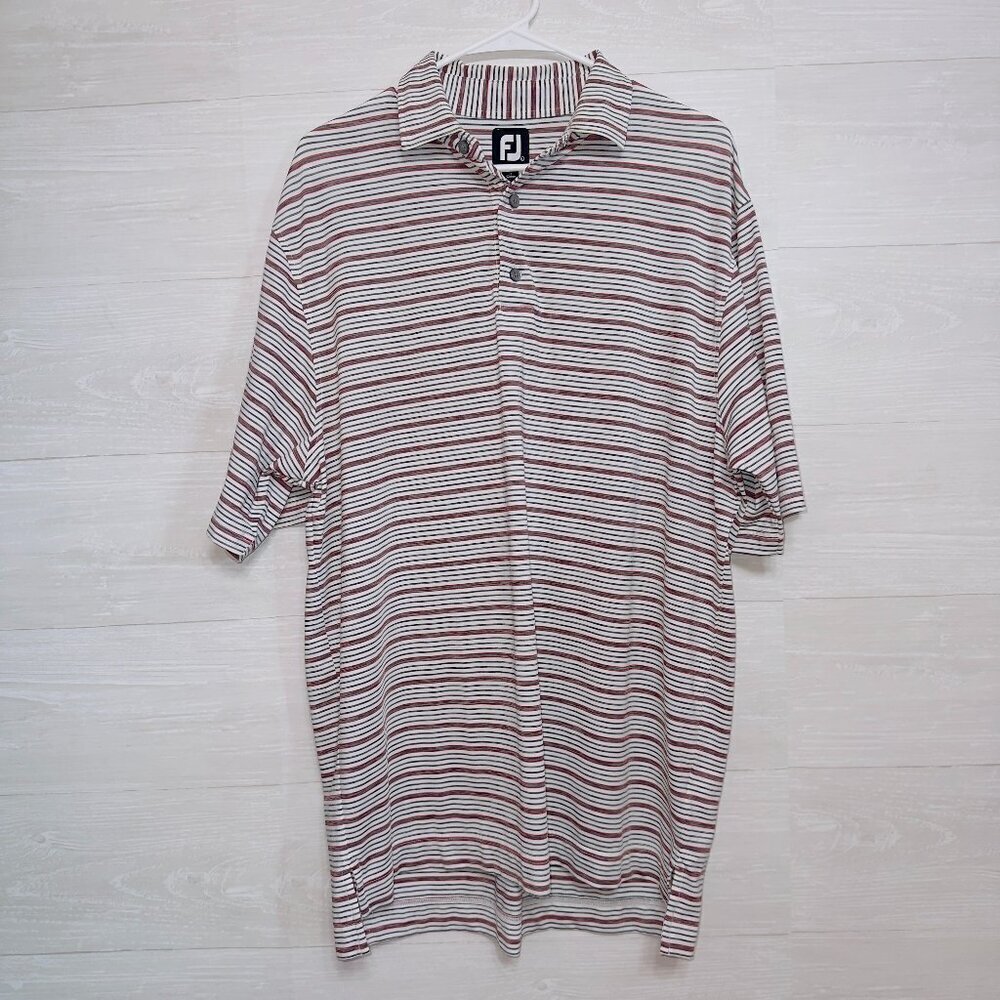 FootJoy Men's Golf Short Sleeve Striped Pullover Polo Shirt size large